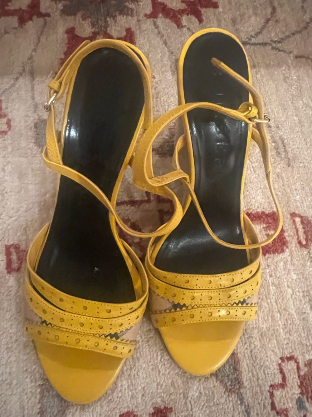 Burberry Yellow Strappy Heeled Sandals - Picture 2 of 5